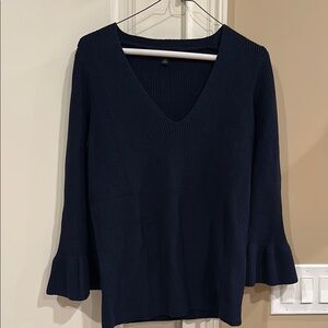 Banana Republic Blue V-Neck Sweater with Flared Sleeves